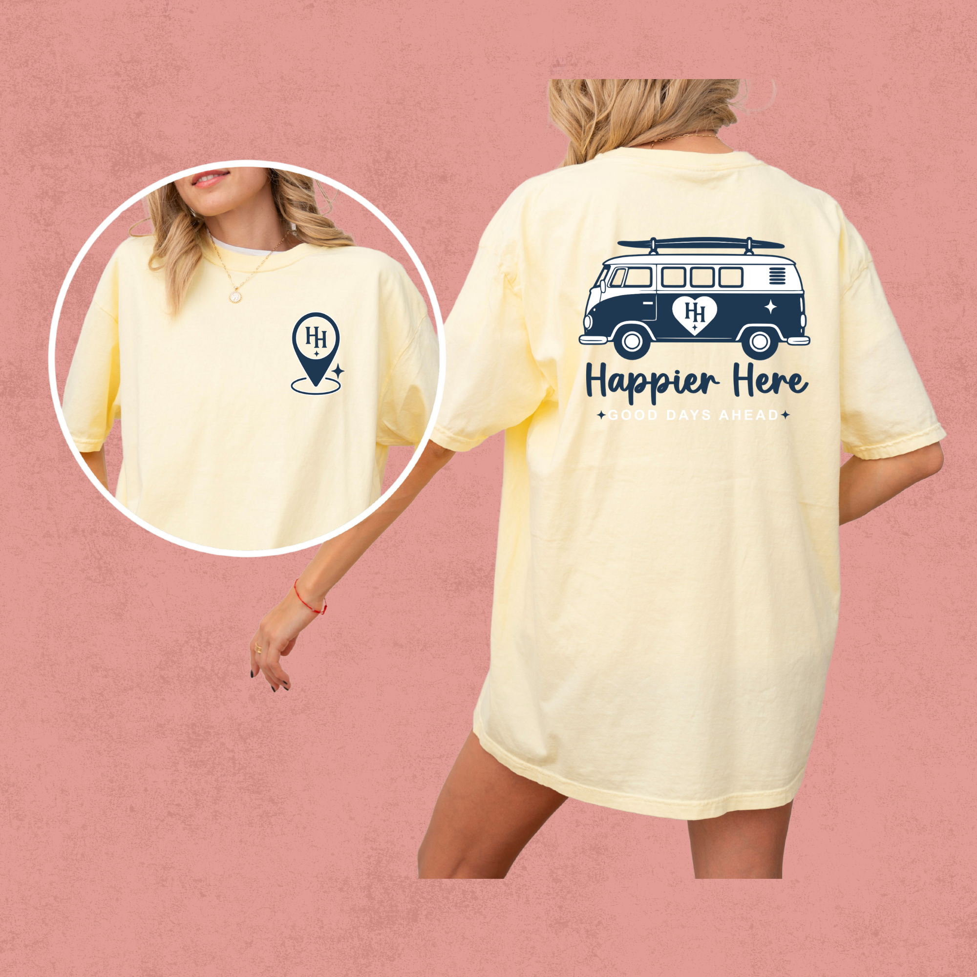 Happier Here Coastal Van Tee-Butter
