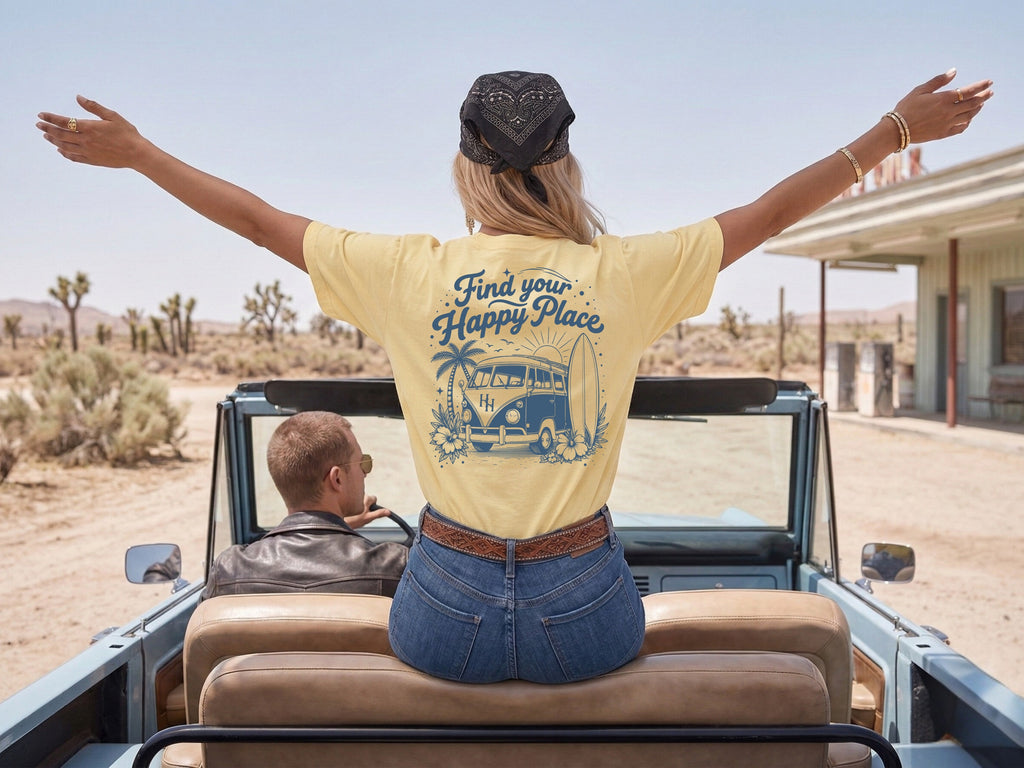 Happier Here "Find Your Happy Place" Tee