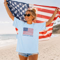 Happier Here Flag-Tee Chambray