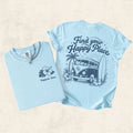 Happier Here "Find Your Happy Place" Tee - Chambray